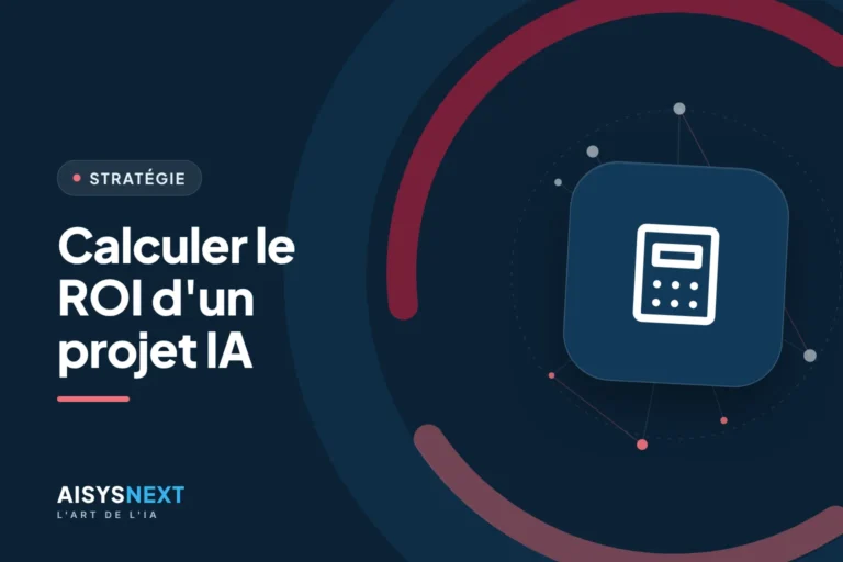 Illustration d'une calculatrice et d'un graphique symbolisant le calcul du ROI d'un projet IA